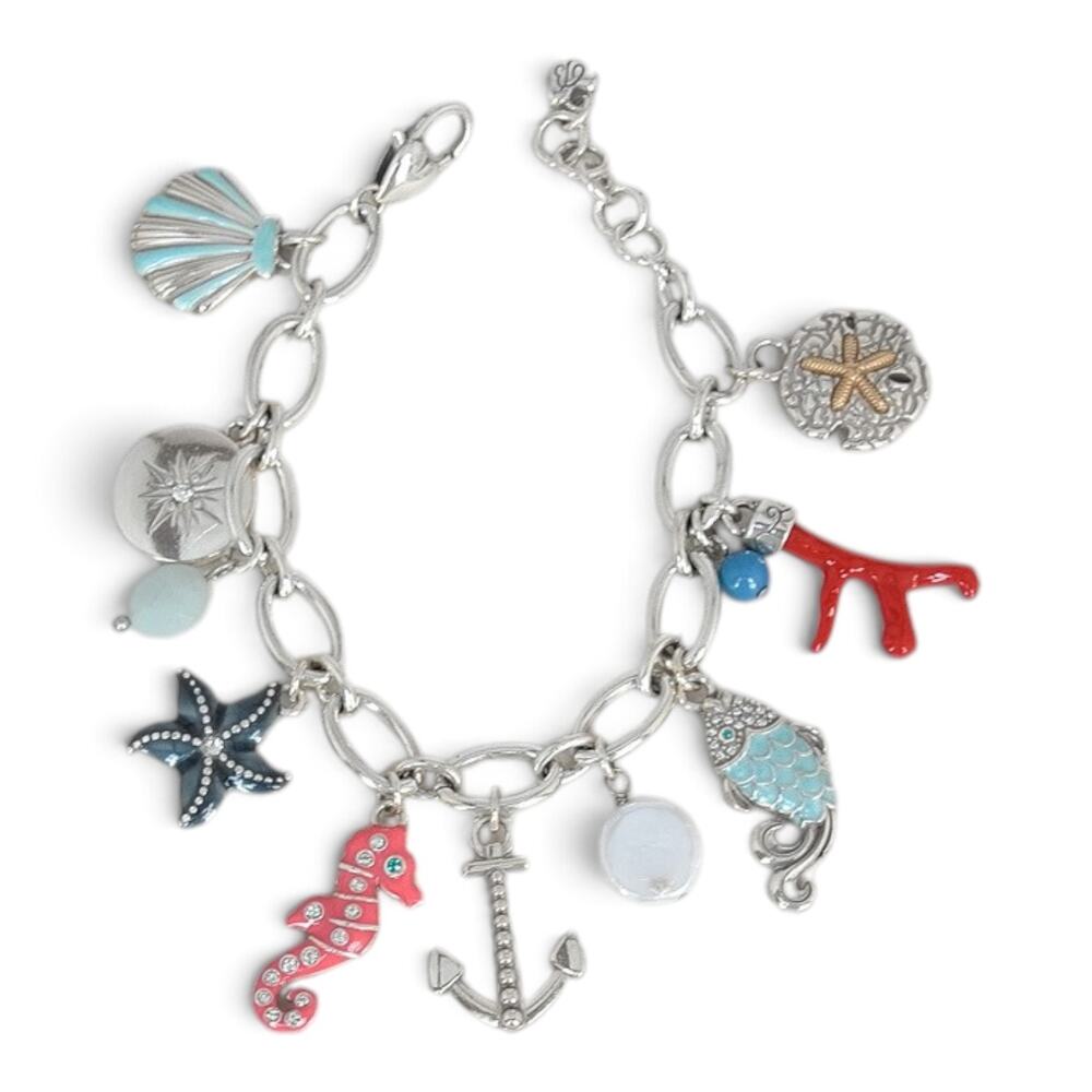 Brighton Under The Sea Charm Bracelet Seahorse Anchor Amazonite Red Coral - Picture 7 of 7